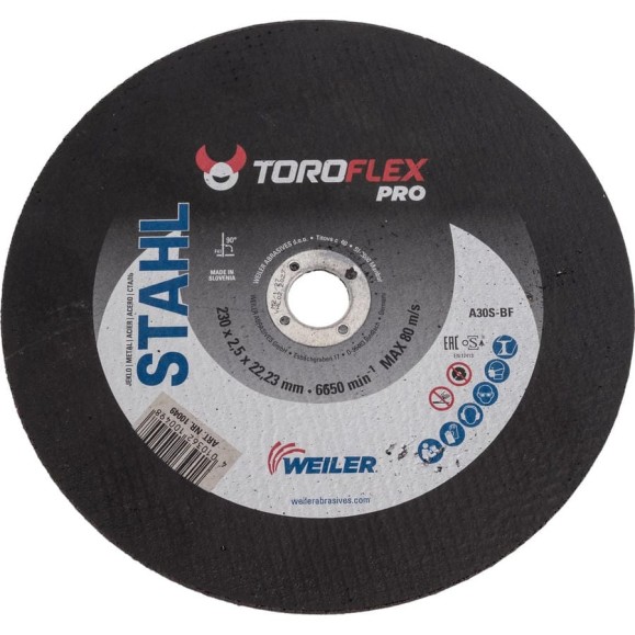 Круг отрезной по стали F41 230x2.5x22.23 мм, A30S-BF PRO TOROFLEX 4010362100498 Круг отрезной по стали F41 230x2.5x22.23 мм, A30S-BF PRO TOROFLEX 4010362100498