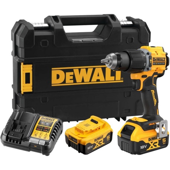 Ударная дрель-шуруповерт DEWALT DCD799P2T, 18В, 1650об/мин, 28050 уд/мин, с 2 АКБ 5 Ач и ЗУ, в кейсе TSTAK DCD799P2T-QW
