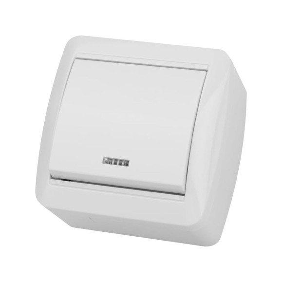 Выключатель одноклавишный накладной с подсветкой, белый IP44 TDM ELECTRIC 10А, серия Выключатель одноклавишный накладной с подсветкой, белый IP44 TDM ELECTRIC 10А, серия
