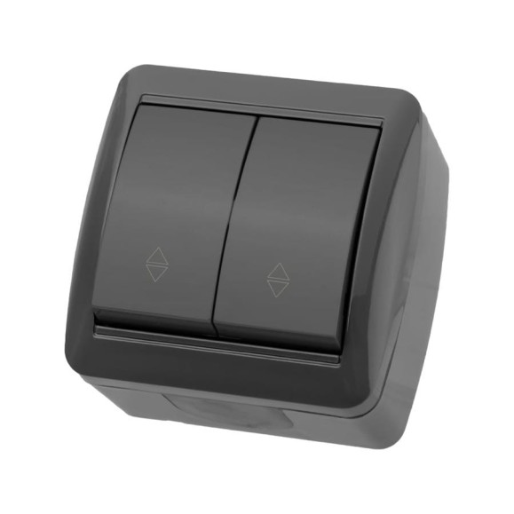 Выключатель на 2 направления двухклавишный накладной, серый IP44 TDM ELECTRIC 10А серия Выключатель на 2 направления двухклавишный накладной, серый IP44 TDM ELECTRIC 10А серия