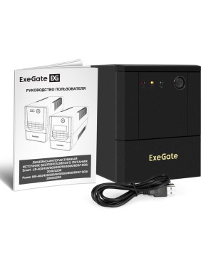 Источник бесперебойного питания ExeGate Power NB-2200.LED.AVR.8C13.USB 2200VA/1300W, LED, AVR, 8 C13, USB, батарея 12V 9Ah - 2 шт., металлический корпус, Black 299820