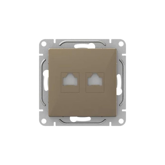 Механизм розетки EKF RJ45 - 2шт, (cat5), шампань Эпика UP1-SOC-2RJ45-5