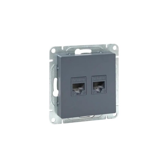 Механизм розетки EKF RJ45 - 2шт, (cat5), графит Эпика UP1-SOG-2RJ45-5