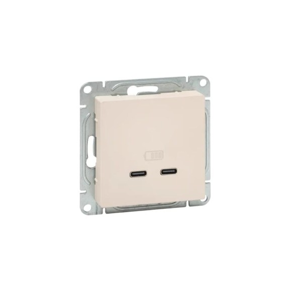 Механизм розетки EKF USB-C - 2шт, кремовый Эпика UP1-SOI-2USBC