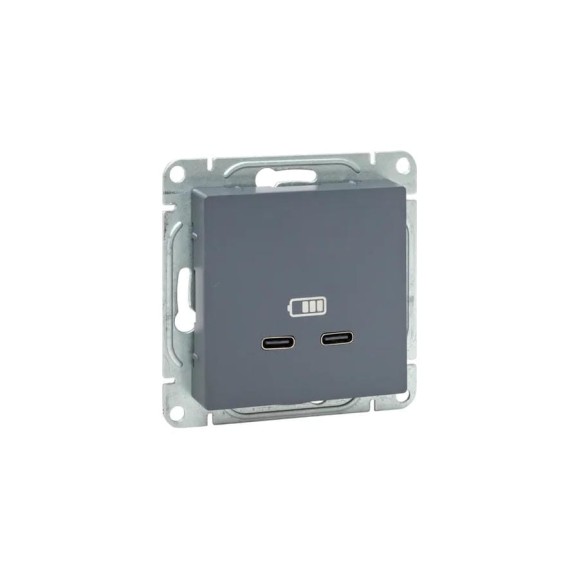 Механизм розетки EKF USB-C - 2шт, графит Эпика UP1-SOG-2USBC