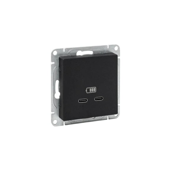 Механизм розетки EKF USB-C - 2шт, чёрный Эпика UP1-SOB-2USBC