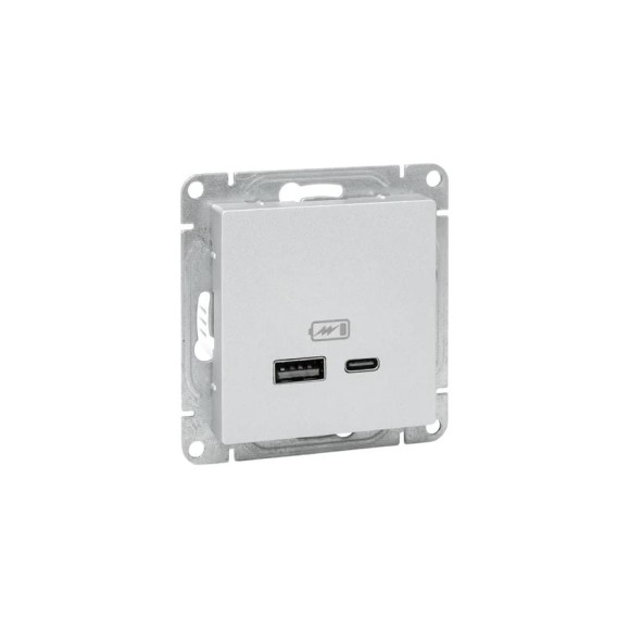 Механизм розетки EKF USB-A+С, алюминий Эпика UP1-SOA-USBA+USBC
