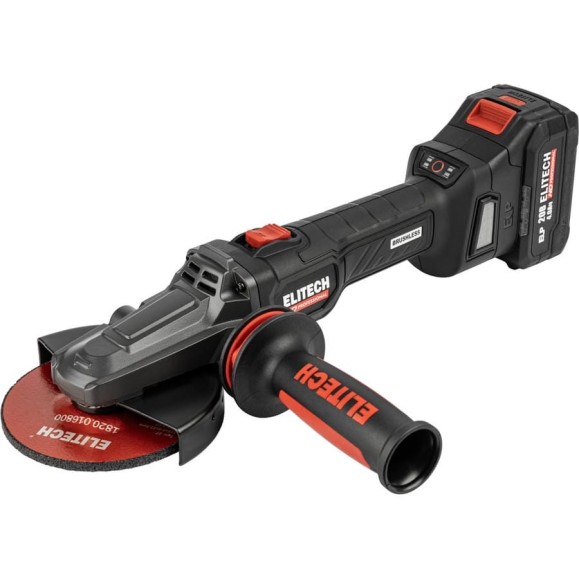 Шлифмашина угловая аккумуляторная удлиненная Elitech CAG 2012DSL, 125 мм, 20 В, 1x4 Ач, BL HD 210318