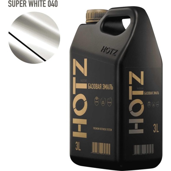 Базовая эмаль Toyota Super White 040, 3 литра HOTZ Краска автомобильная, базисная под лак 4673755224623 Базовая эмаль Toyota Super White 040, 3 литра HOTZ Краска автомобильная, базисная под лак 4673755224623