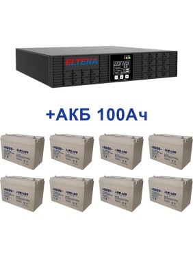 Комплект ИБП Monolith ELTENA B3000RTLT (3000Вт) + 8шт. АКБ AQQU 12ML100 (12В, 100Ач) B3000RTLT/12ML100