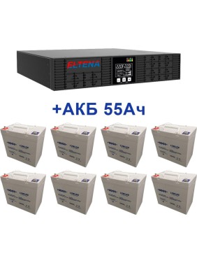 Комплект ИБП Monolith ELTENA B3000RTLT (3000Вт) + 8шт. АКБ AQQU 12ML55 (12В, 55Ач) B3000RTLT/12ML55