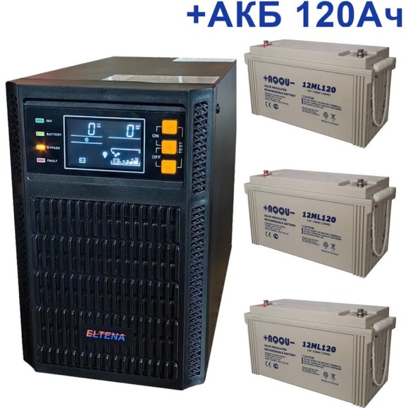Комплект ИБП Monolith B ELTENA 1000LT (1000Вт) + 3шт. АКБ AQQU 12ML120 (12В, 120Ач) MB1000LT/12ML120 Комплект ИБП Monolith B ELTENA 1000LT (1000Вт) + 3шт. АКБ AQQU 12ML120 (12В, 120Ач) MB1000LT/12ML120