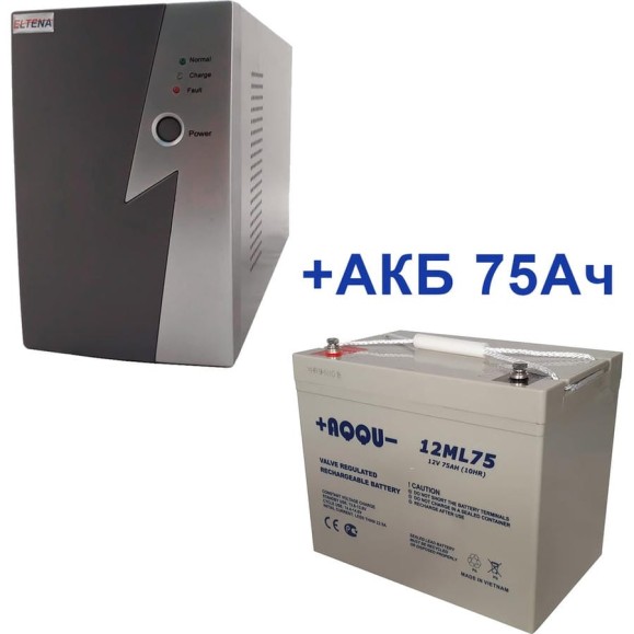 Комплект ИБП Intelligent ELTENA 500LT2 (300Вт) + АКБ AQQU 12ML75 (12В, 75Ач) I500LT2/12ML75 Комплект ИБП Intelligent ELTENA 500LT2 (300Вт) + АКБ AQQU 12ML75 (12В, 75Ач) I500LT2/12ML75