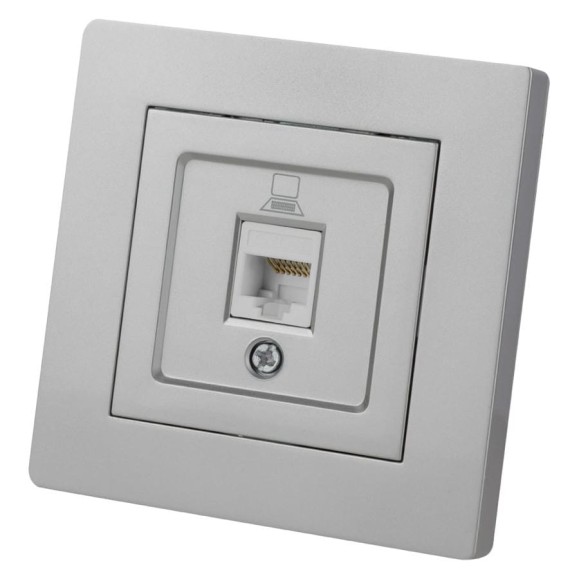 Розетка TDM ELECTRIC компьютерная RJ45 серебр. металлик "Сенеж" SQ1816-0243
