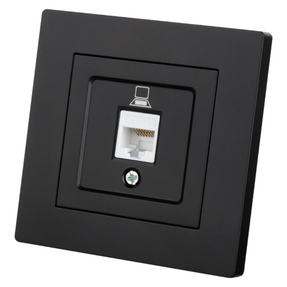 Розетка компьютерная TDM ELECTRIC RJ45, черная, Сенеж TDM SQ1816-0322