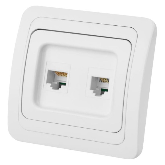 Розетка компьютерная RJ-45 + телефонная RJ-11, белая TDM Валдай SQ1804-0015