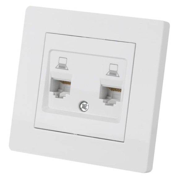 Розетка TDM ELECTRIC компьютерная двойная RJ45 белая "Сенеж" SQ1816-0044