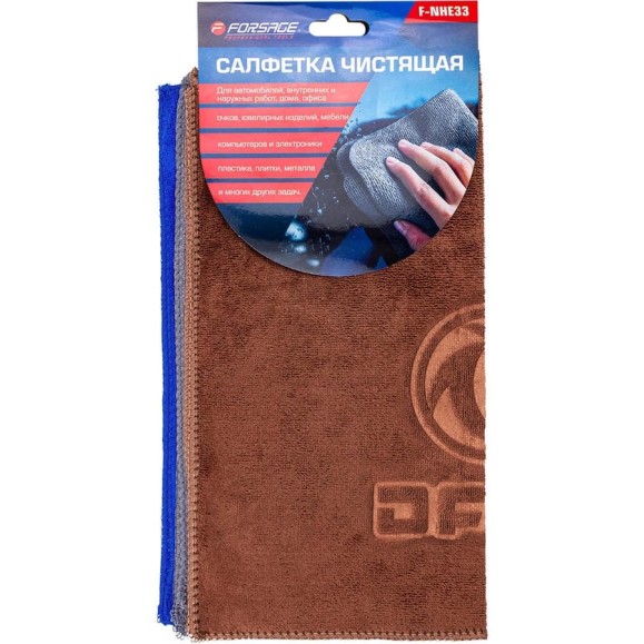 Салфетка чистящая из микрофибры Forsage с логотипом, 30х30 см (3шт/уп) F-NHE33 Dongfeng(34385)