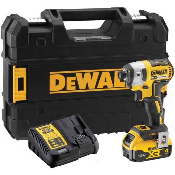 Аккумуляторный шуруповерт Dewalt DCF887M1, 18 В, 205 Нм, 3800 уд/мин, с АКБ 4 Ач и ЗУ, в кейсе TSTAK DCF887M1-QW Аккумуляторный шуруповерт Dewalt DCF887M1, 18 В, 205 Нм, 3800 уд/мин, с АКБ 4 Ач и ЗУ, в кейсе TSTAK DCF887M1-QW