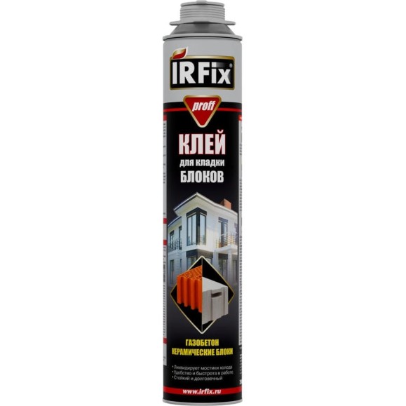 Клей-пена IRFIX PROFF для кладки блоков 750мл 10007 Клей-пена IRFIX PROFF для кладки блоков 750мл 10007