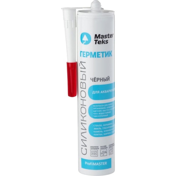 Силиконовый герметик для аквариумов и стекла MASTERTEKS Profimaster, 290 мл, черный 279690 Силиконовый герметик для аквариумов и стекла MASTERTEKS Profimaster, 290 мл, черный 279690