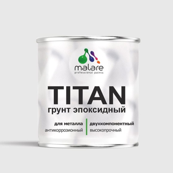 Эпоксидный грунт для авто MALARE TITAN / 2К автогрунтовка двухкомпонентная антикоррозионная высокопрочная, цвет белый (1 кг + 0,1 кг отвердитель) ЭГАВТ9003Г0100