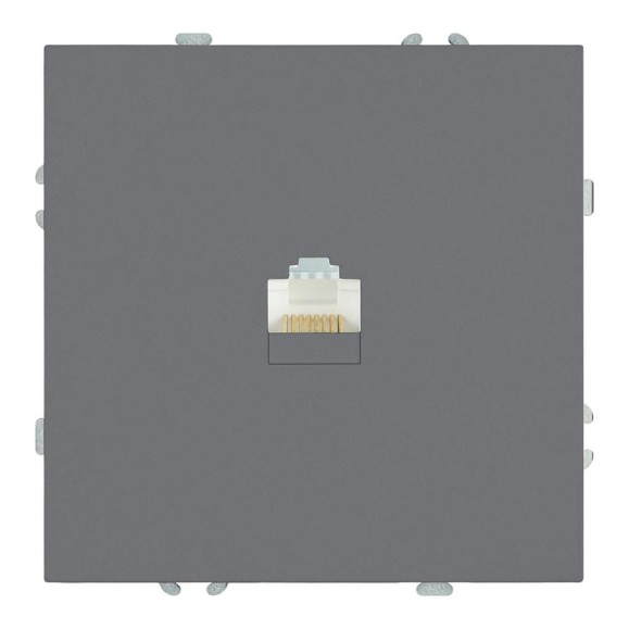 Розетка компьютерная 1-местная RJ-45 (механизм) STEKKER, серия Эмили, RST00-5117-10, платиново-серый, soft touch, 49951