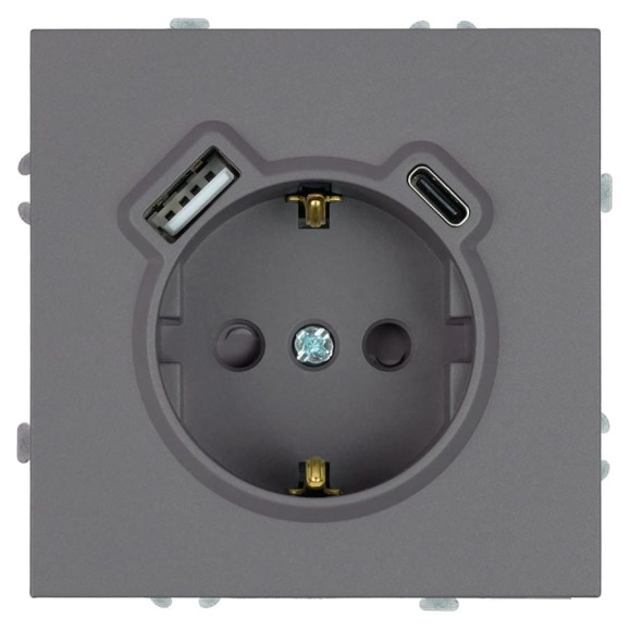 Розетка 1-местная STEKKER з/ш с/з 16А USBType C (механизм), 250В, 20W, се 50219
