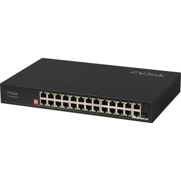 PoE коммутатор PV-link PV-POE24G2S1, 24xPoE, 1xUplink, 1xCombo, 250 м, Watchdog, для систем видеонаблюдения, IP-камер, Wi-Fi точек доступа 2120 PoE коммутатор PV-link PV-POE24G2S1, 24xPoE, 1xUplink, 1xCombo, 250 м, Watchdog, для систем видеонаблюдения, IP-камер, Wi-Fi точек доступа 2120