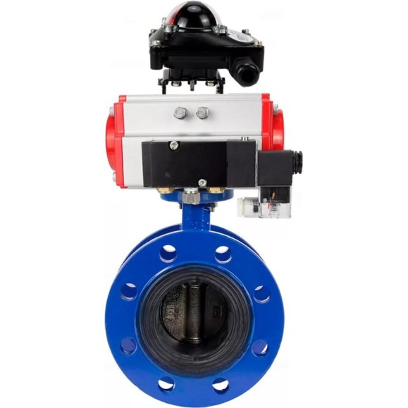 Затвор дисковый DN.ru GGG40-304-EPDM-2W-F-H Ду200 Ру16 пневмопривод SA-210, пневмораспределитель 24VDC, БКВ LSB-210 D050-56144