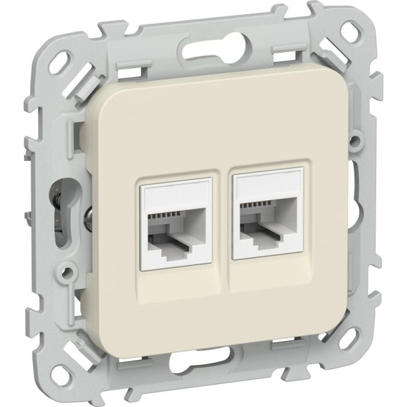 Розетка 2-я компьютерная IEK FLITE RJ45 кат.5Е UTP РК5е-2-0-ФлСл сливочный FI-K22-1-K86