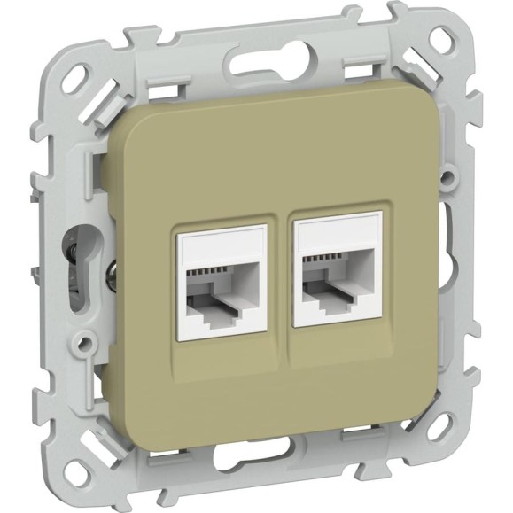 Розетка 2-я компьютерная IEK FLITE RJ45 кат.5Е UTP РК5е-2-0-ФлО оливковый FI-K22-1-K26