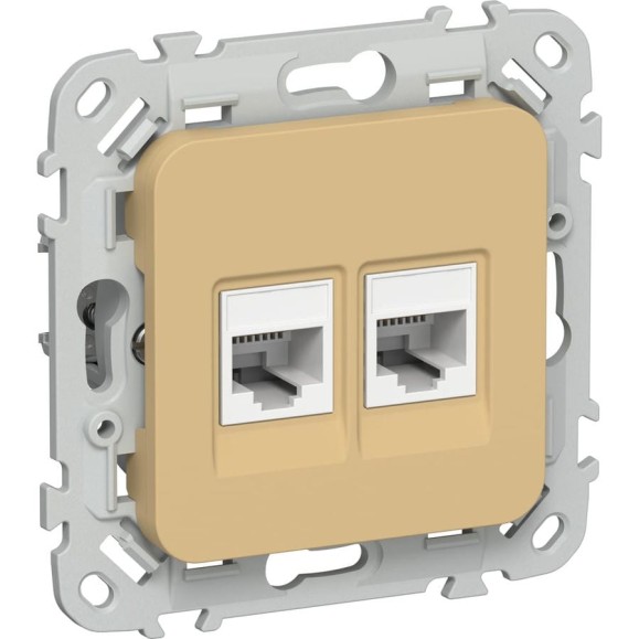 Розетка 2-я компьютерная IEK FLITE RJ45 кат.5Е UTP РК5е-2-0-ФлШм шамуа FI-K22-1-K89