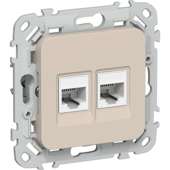 Розетка 2-я компьютерная IEK FLITE RJ45 кат.5Е UTP РК5е-2-0-ФлЛ льняной FI-K22-1-K88