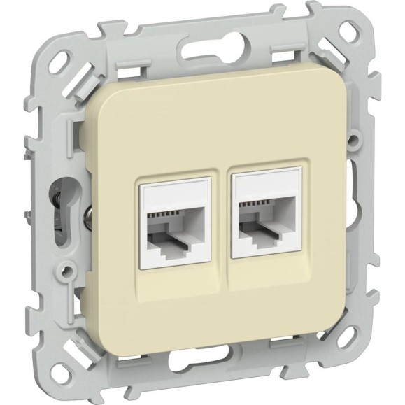 Розетка 2-я компьютерная IEK FLITE RJ45 кат.5Е UTP РК5е-2-0-ФлН навахо FI-K22-1-K87