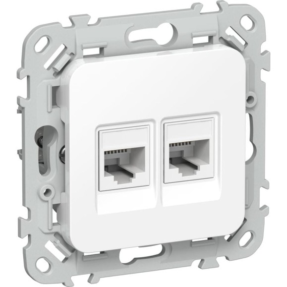 Розетка 2-я компьютерная IEK FLITE RJ45 кат.6 UTP РК6-2-0-ФлБ белый FI-K22-2-K01