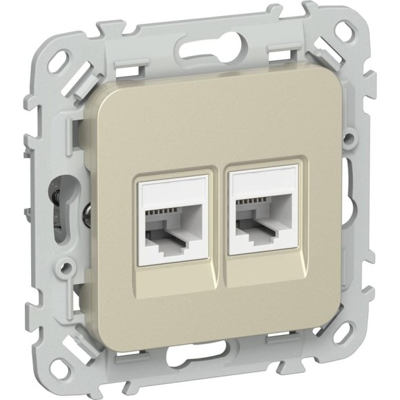 Розетка 2-я компьютерная IEK FLITE RJ45 кат.5Е UTP РК5е-2-0-ФлШ шампань FI-K22-1-K37