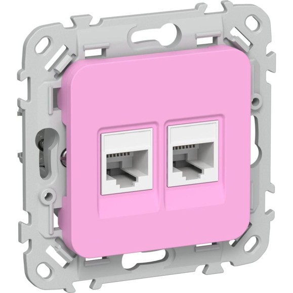 Розетка 2-я компьютерная IEK FLITE RJ45 кат.5Е UTP РК5е-2-0-ФлПр пурпурный FI-K22-1-K99