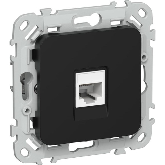 Розетка компьютерная IEK FLITE RJ45 кат.6 UTP РК6-1-0-ФлЧ черный FI-K12-2-K02