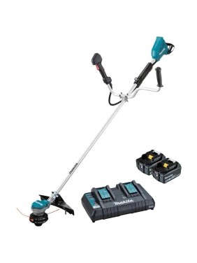 Аккумуляторная коса Makita LXT BL 2х18В,550Вт, велорукоятка,нож 4T, d-23см,  М10xLH, (2xBL1850B, DC18RD) DUR368APT2