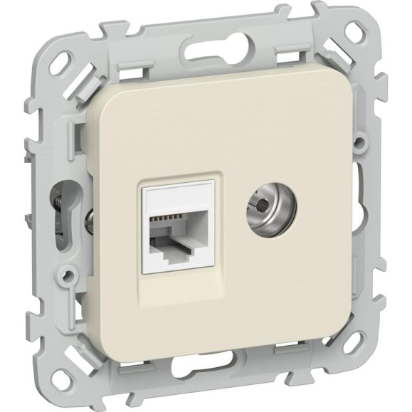 Розетка двойная IEK FLITE RJ45/TV кат.5Е UTP РКТВ5е-2-0-ФлСл сливочный FI-AK22-1-K86