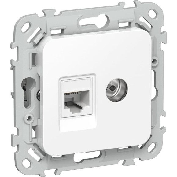 Розетка двойная IEK FLITE RJ45/TV кат.5Е UTP РКТВ5е-2-0-ФлБ белый FI-AK22-1-K01