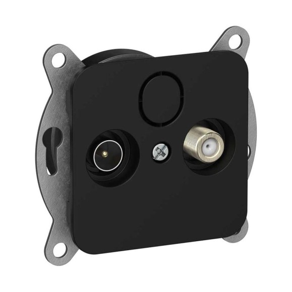 Розетка двойная IEK FLITE TV+SAT экр. оконечная РТВс-2-1-1-ФлЧ черный FI-AF23-O-K02