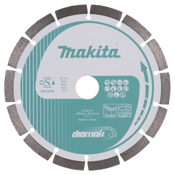 Алмазный диск сегментированный Makita по бетону/мрамору Diamak 180х22,23 мм D-80101