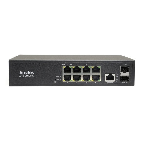 10 портовый управляемый коммутатор с PoE Amatek AN-SGM10P8D 7000985