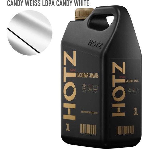 Базовая эмаль Volkswagen/Skoda Candyweiss LB9A / LB9A Candy white, 3 литра HOTZ Краска автомобильная, базисная под лак 4673755224920