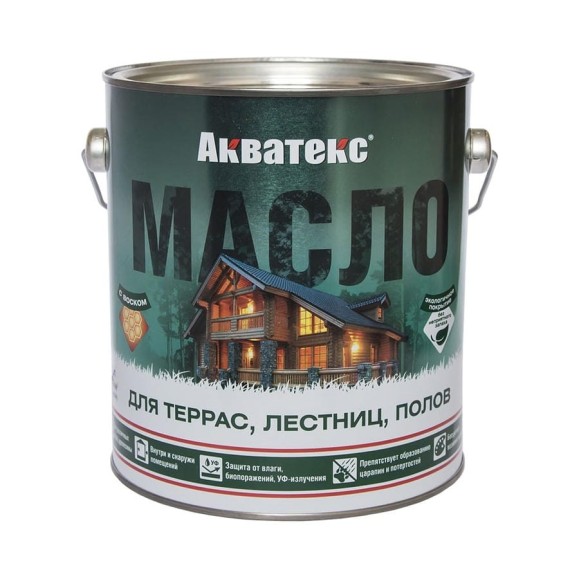 Масло для террас, лестниц, полов АКВАТЕКС матовое, орех, 2,5 л 276960 Масло для террас, лестниц, полов АКВАТЕКС матовое, орех, 2,5 л 276960