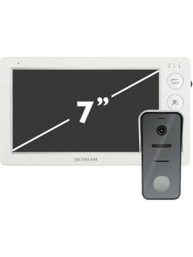 Комплект видеодомофона Skybeam из 7 дюймового монитора с мех кнопками и вызывной панели, белый (94705MA+94208-600TVLW 94705MA+ 94208- 600TVLWH