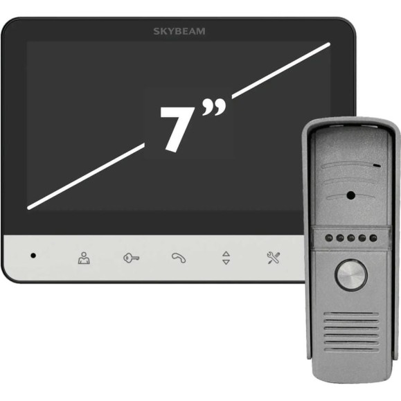 Комплект видеодомофона Skybeam из 7 дюймового монитора с сенс кнопками и вызывной панели, черный RL-B7BL