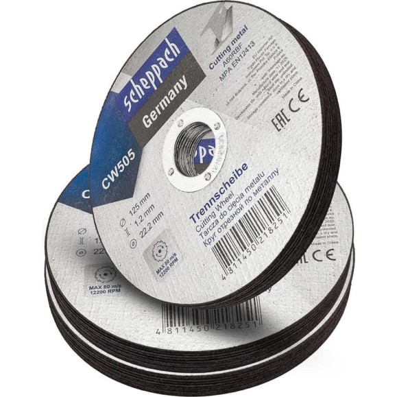 Круг отрезной по металлу Scheppach 125х1.2х22.2мм-30шт Sch-CW505[30шт к-т](63956)